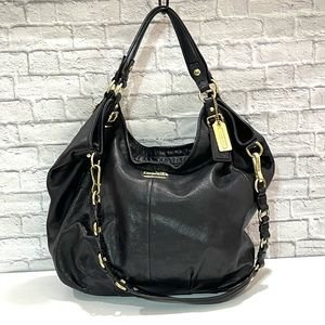 Coach 15958 Madison Black Leather Large Convertible Shoulder Bag.